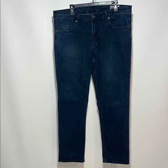 Indigo Blue Straight-Leg Jeans with Full-Length Design - Picture 1 of 10